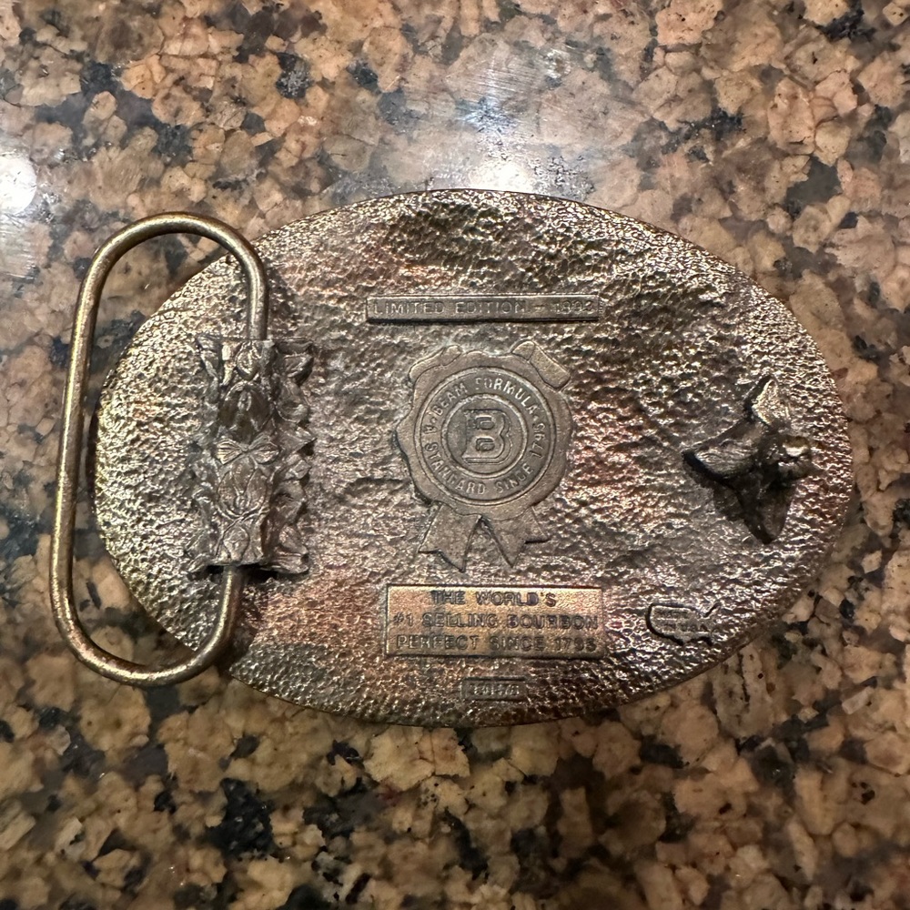 Jim Beam belt buckle. Brass. - Picture 2 of 2